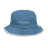 CUSTOM TEXT - Distressed denim bucket hat