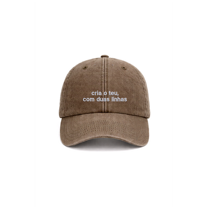 Chapeu vintage brown personalizado com bordado em duas linhas da cavillator