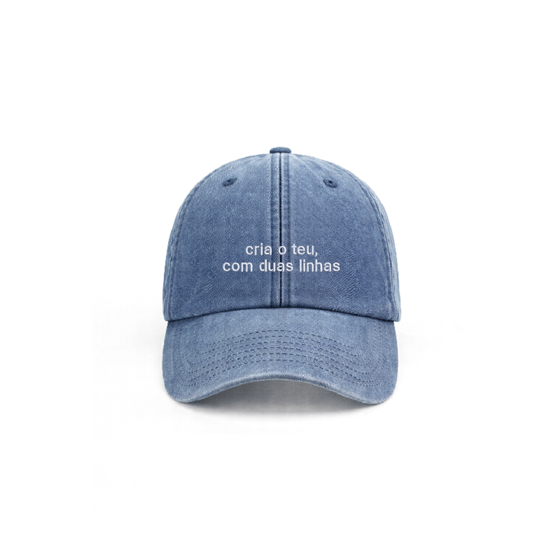 Chapeu vintage light denim personalizado com bordado em duas linhas da cavillator