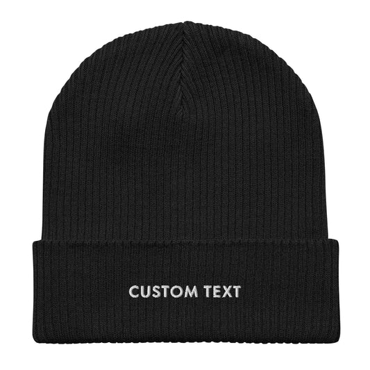 CUSTOM TEXT - Organic ribbed beanie