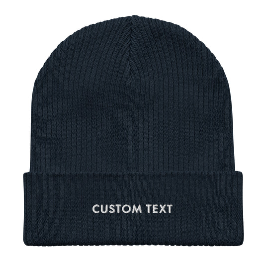 CUSTOM TEXT - Organic ribbed beanie